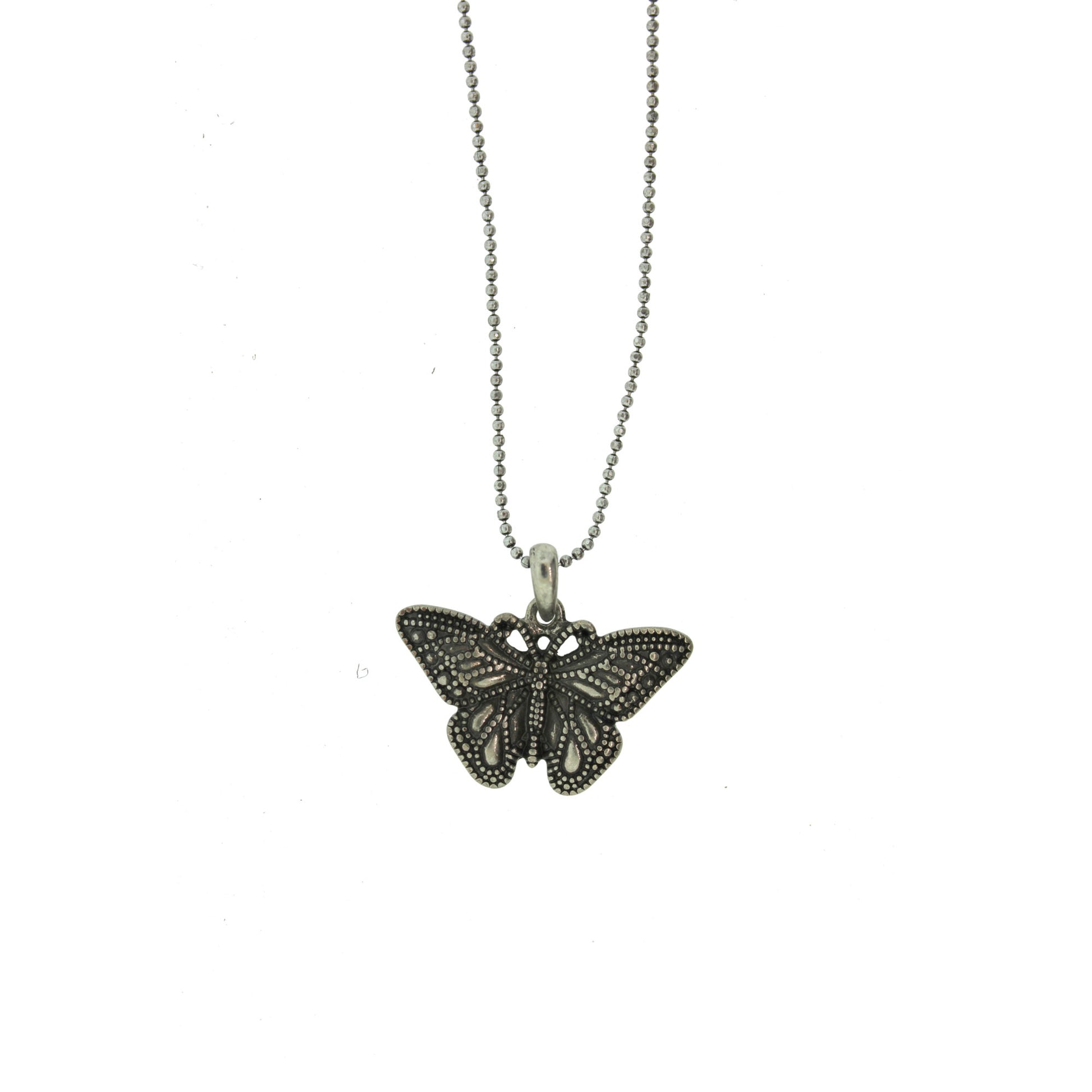 16 inch Zinc Alloy Oxidized Metal Finish Butterfly Necklace