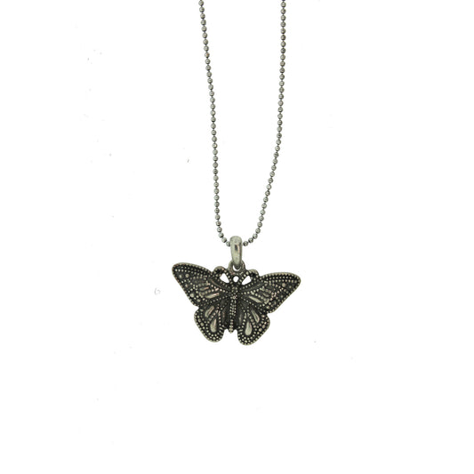 16 inch Zinc Alloy Oxidized Metal Finish Butterfly Necklace
