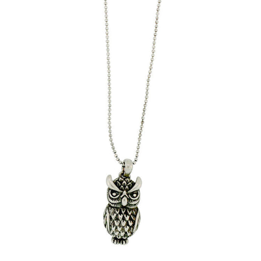 Zinc Alloy Silver Plated Owl Necklace