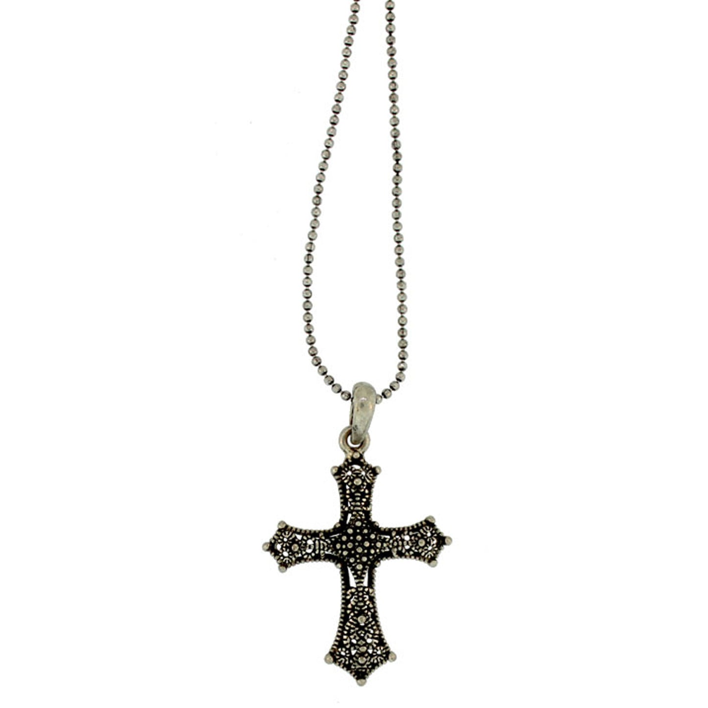 18 inch Zinc Alloy Silver Plated Cross Necklace