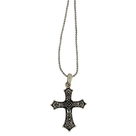 18 inch Zinc Alloy Silver Plated Cross Necklace