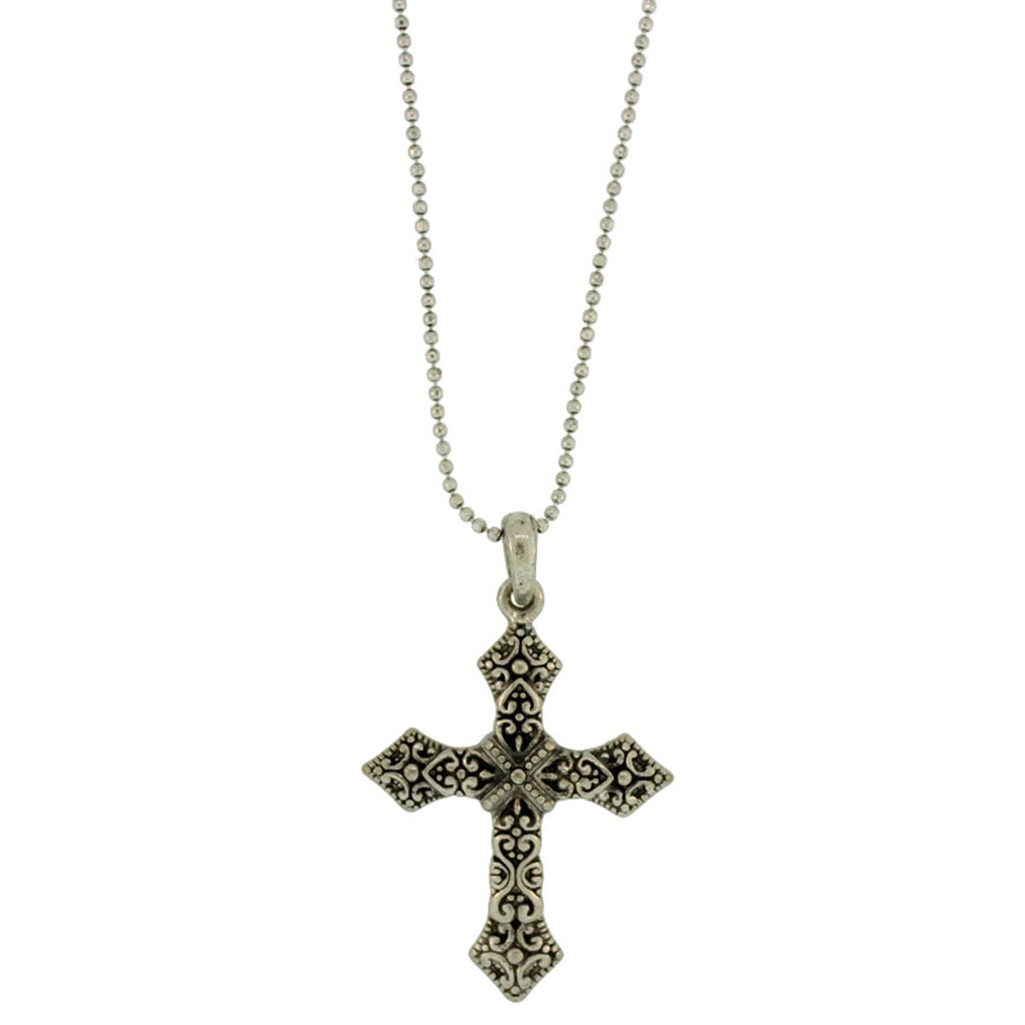 18 inch Zinc Alloy Silver Plated Cross Necklace