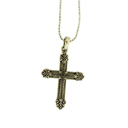 25X35 mm Zinc Alloy Oxidized Metal Finish Cross Necklace