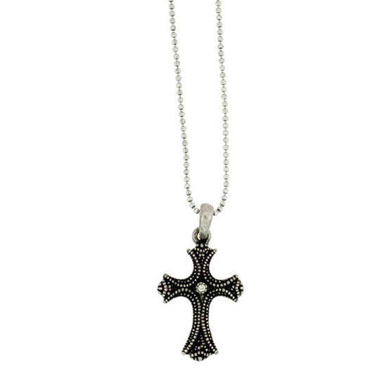 18 inch Zinc Alloy Oxidized Metal Finish Cross Necklace