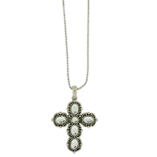 18 inch Zinc Alloy Silver Plated Cross Necklace