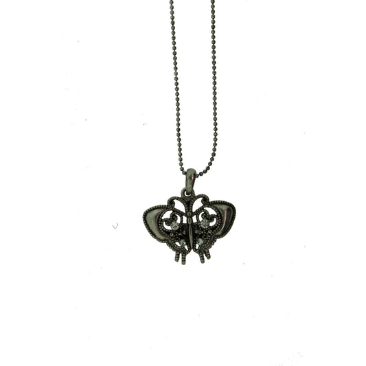 16 inch Zinc Alloy Oxidized Metal Finish Butterfly Necklace