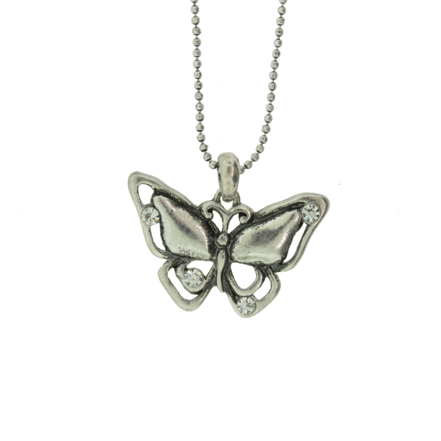 16 inch Zinc Alloy Oxidized Metal Finish Butterfly Necklace