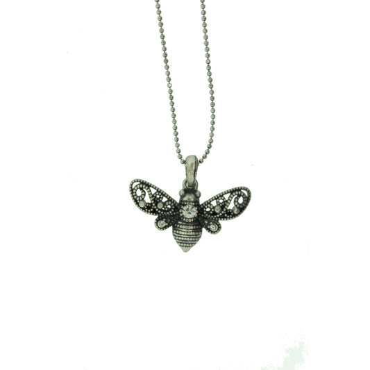 16 inch Zinc Alloy Oxidized Metal Finish Bee Necklace