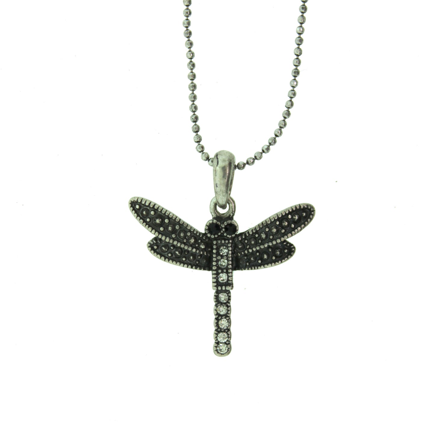16 inch Zinc Alloy Oxidized Metal Finish Dragonfly Necklace