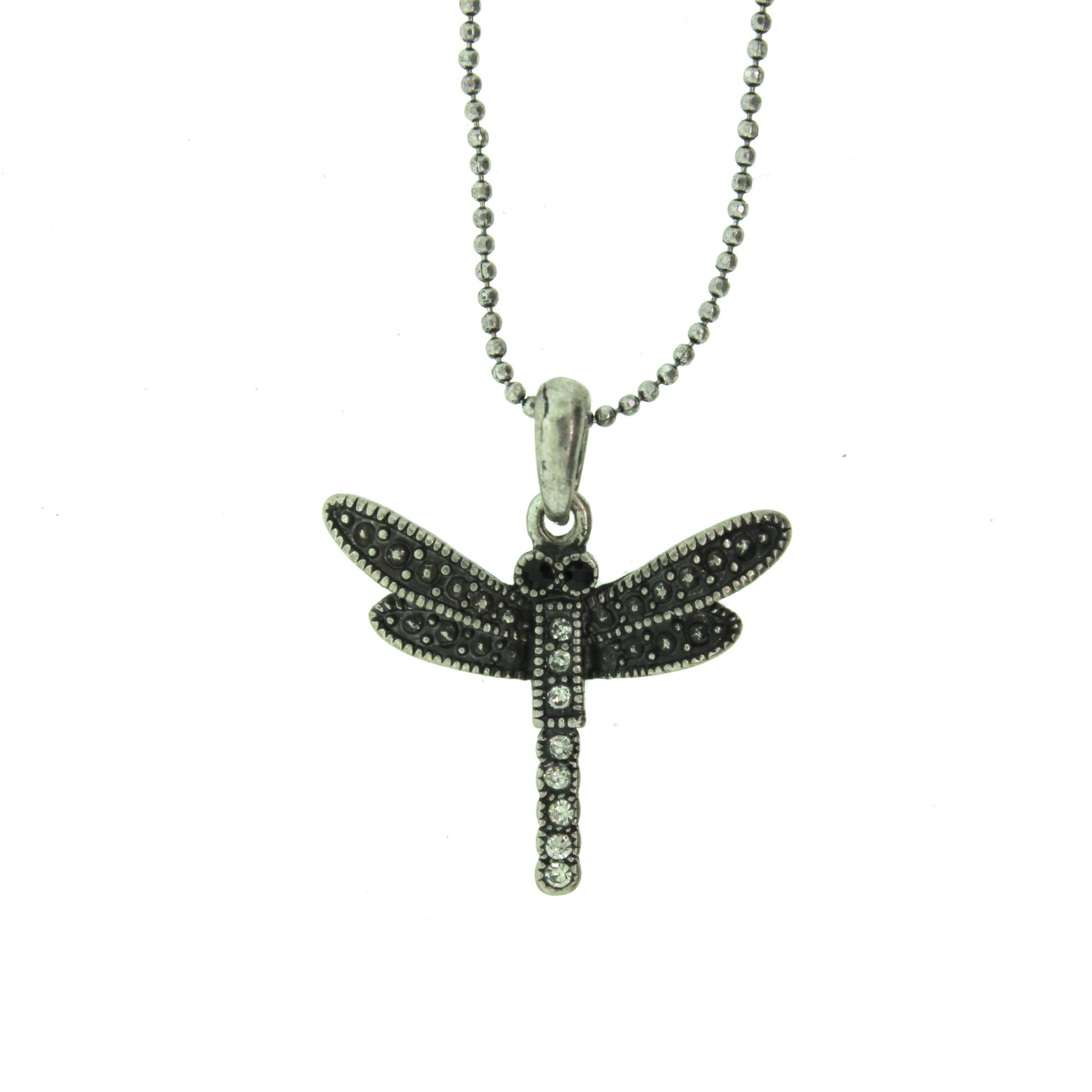 16 inch Zinc Alloy Oxidized Metal Finish Dragonfly Necklace