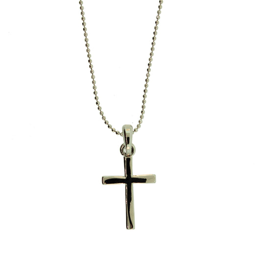 18 inch Zinc Alloy Silver Plated Cross Necklace