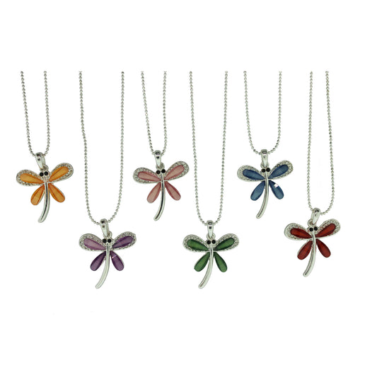 18 inch Zinc Alloy Silver Plated Dragonfly Necklace