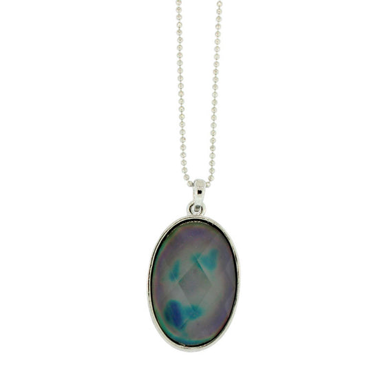 18 inch Zinc Alloy Rhodium Plated Oval Necklace