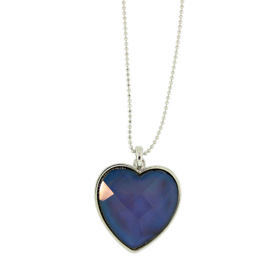 18 inch Zinc Alloy Rhodium Plated Heart Necklace