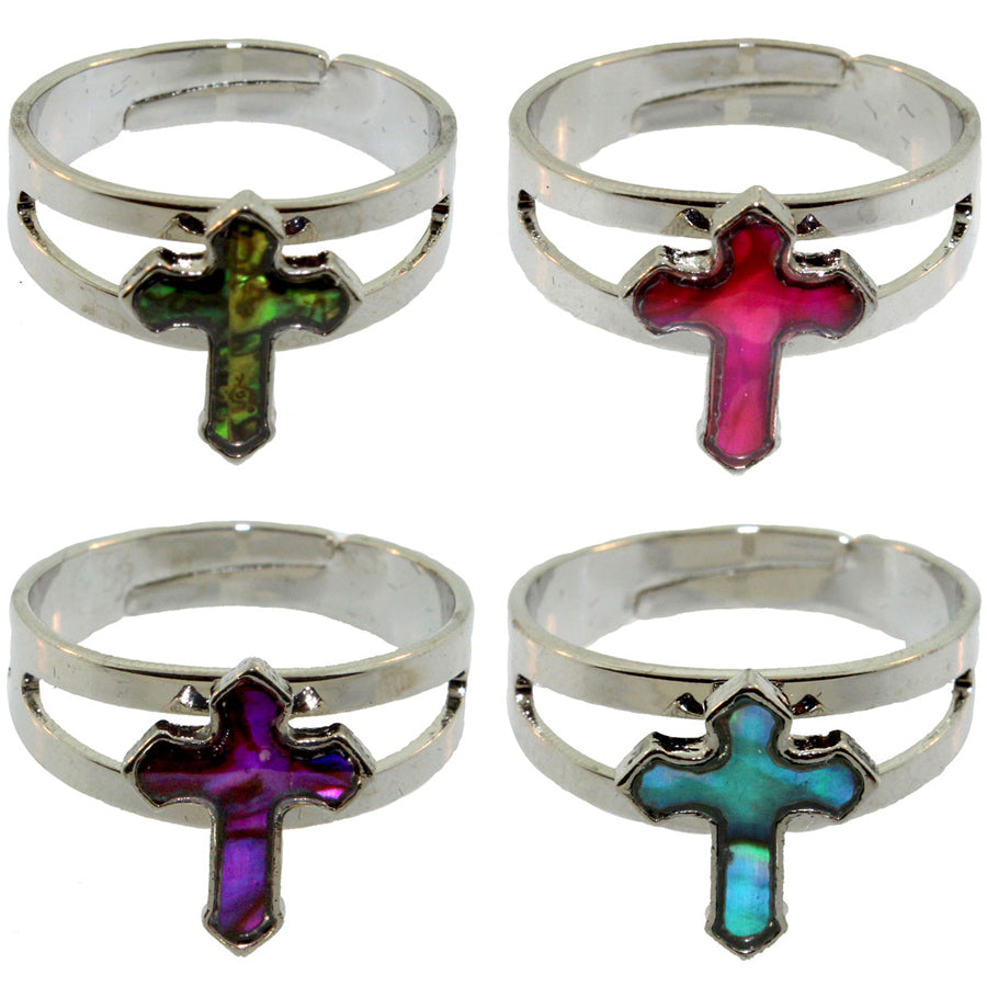 Zinc Alloy Silver Plated Cross Rings