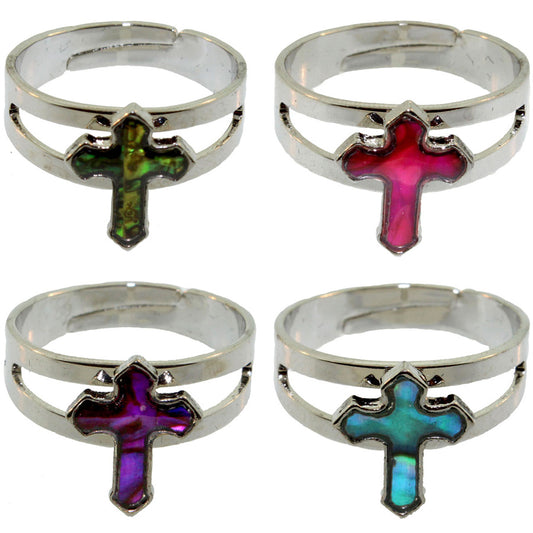 Zinc Alloy Silver Plated Cross Rings