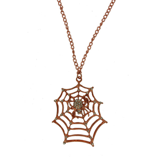 18 inch Zinc Alloy Rose Gold Plating Spider Web Necklace