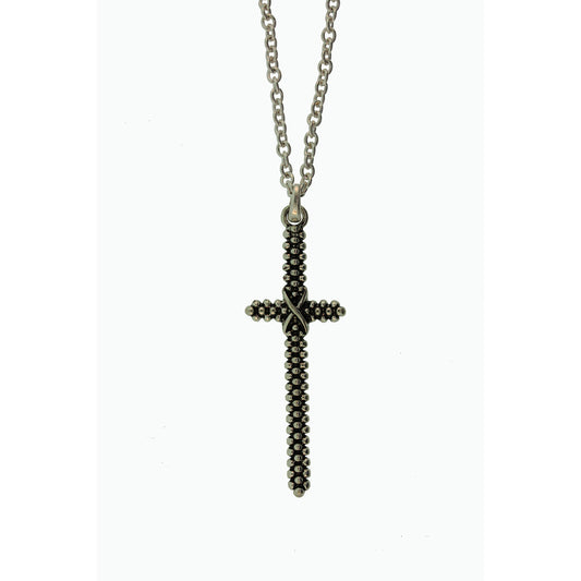 18 inch Zinc Alloy Silver Plated Cross Necklace