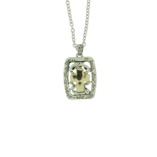 16 inch Zinc Alloy Silver & Gold Plated Cross Necklace