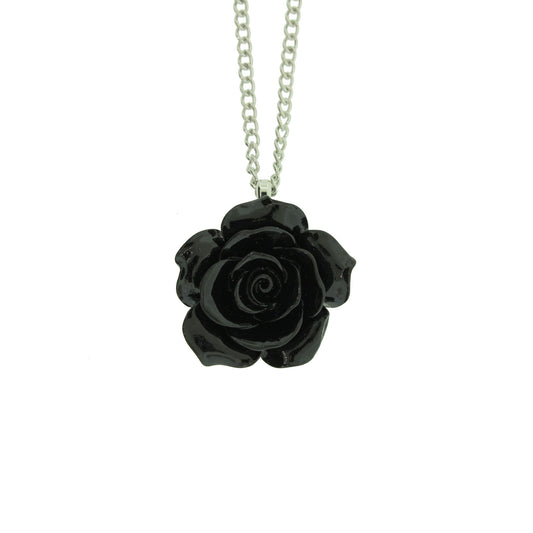 18 inch Zinc Alloy Rhodium Plated Rose Necklace