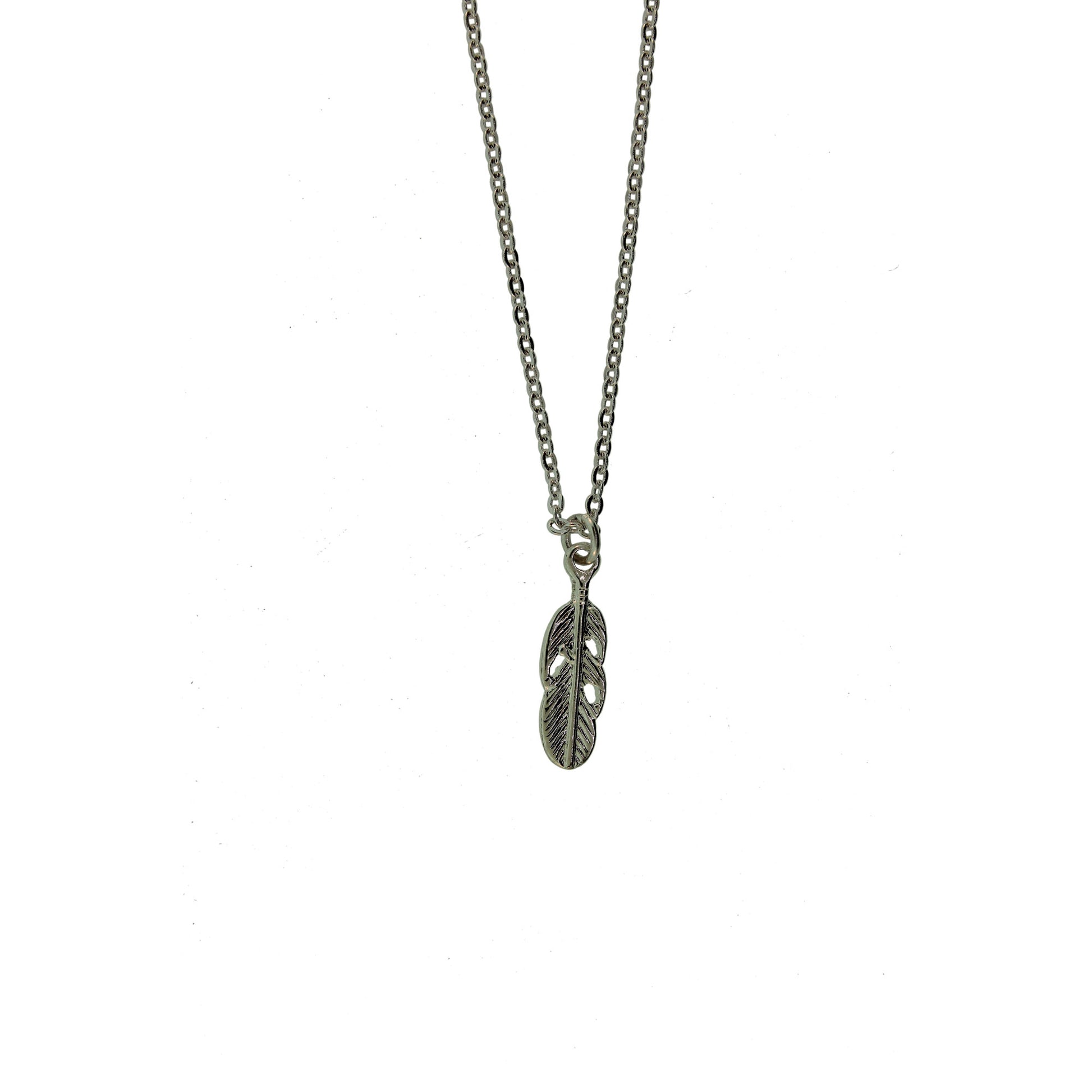 16 inch Zinc Alloy Silver Plated Feather Necklace