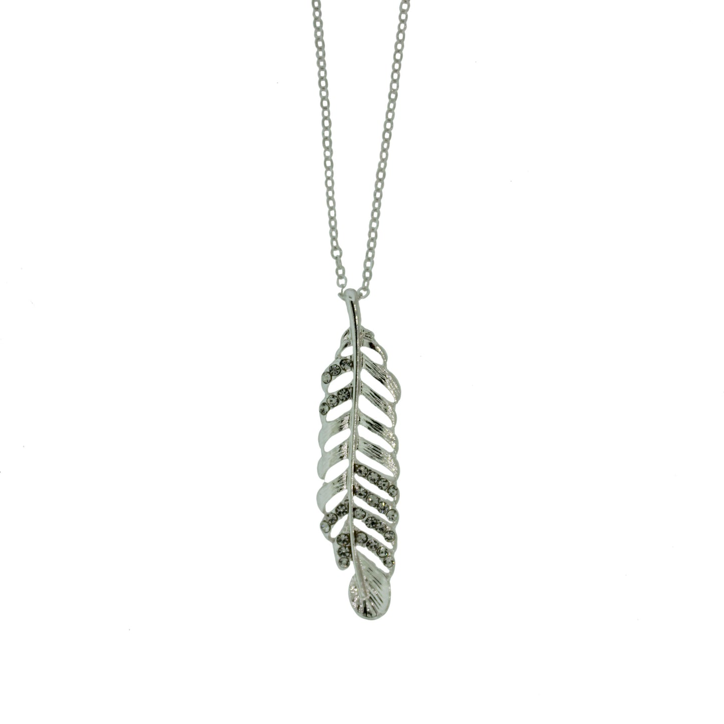 Zinc Alloy Silver Plated Feather Necklace
