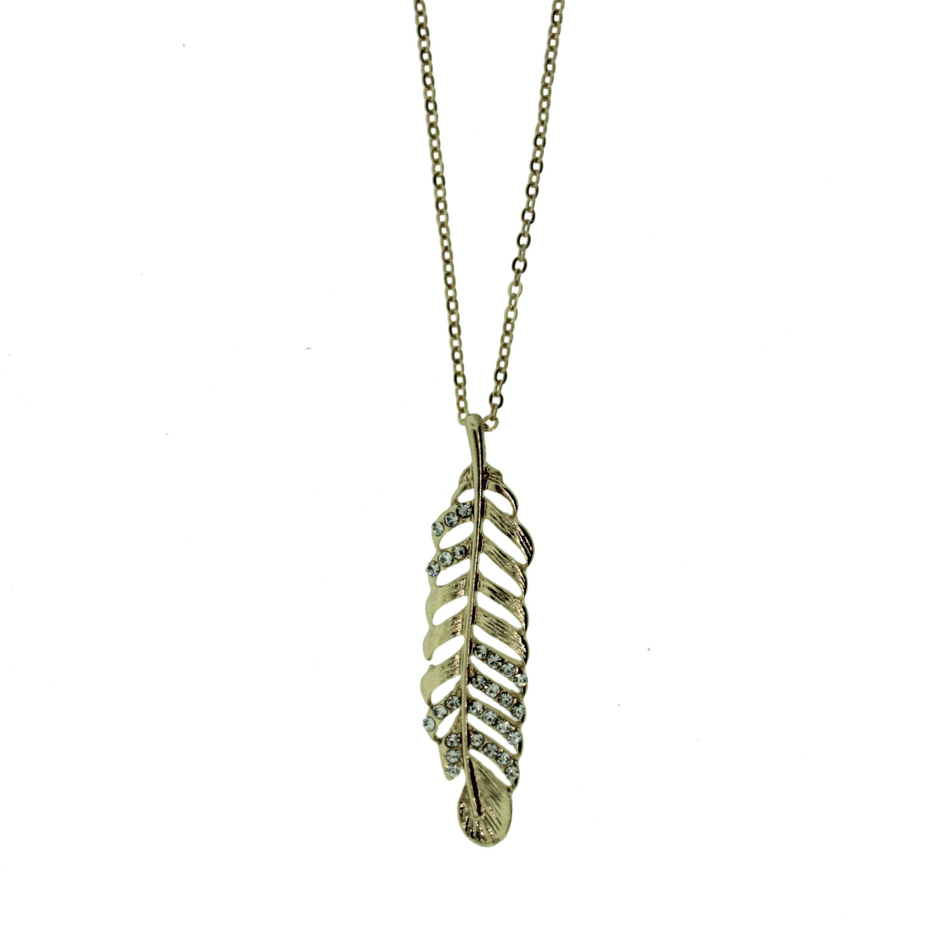 Zinc Alloy Gold Plated Feather Necklace