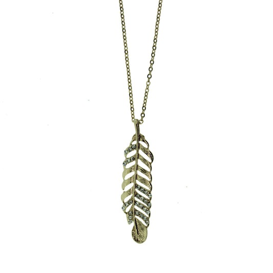 Zinc Alloy Gold Plated Feather Necklace
