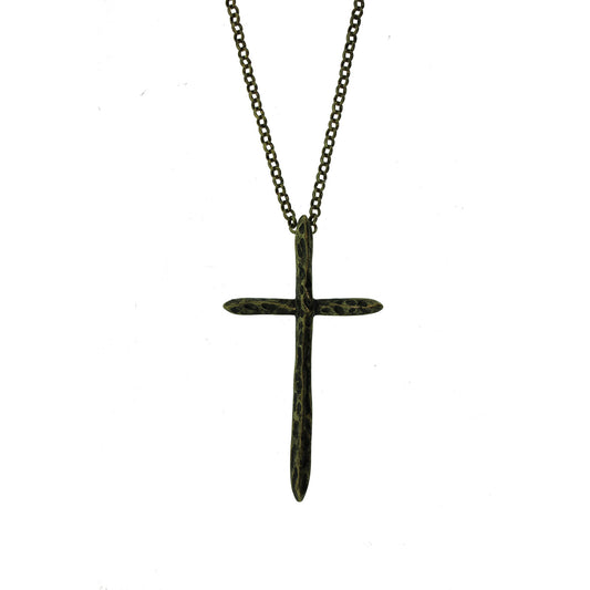 18 inch Zinc Alloy Oxidized Metal Finish Cross Necklace