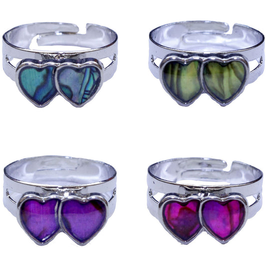 Zinc Alloy Silver Plated Double Heart Rings