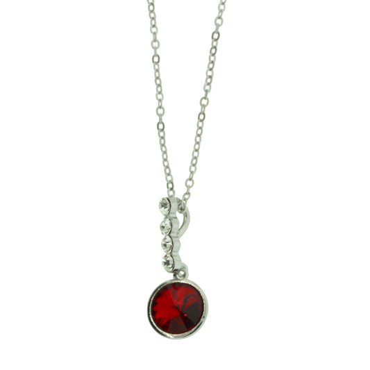 18 inch Zinc Alloy Rhodium Plated Stone Necklace