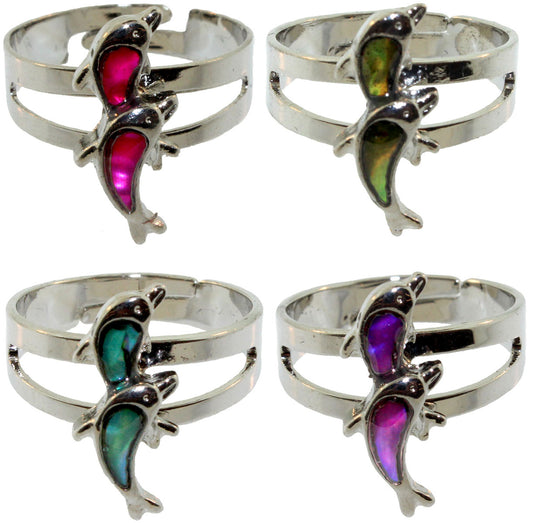 Zinc Alloy Silver Plated 2 Dolphins Rings
