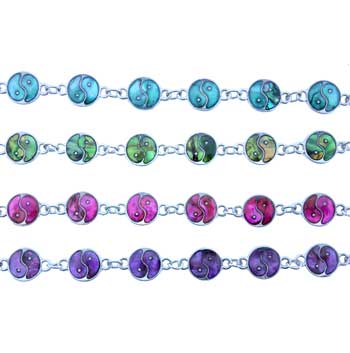 Zinc Alloy Silver Plated Ying Yang Bracelets