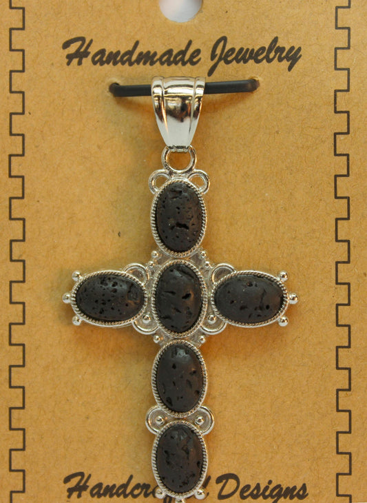 33X53mm Lava 6 Pcs Oval Cross Pendants