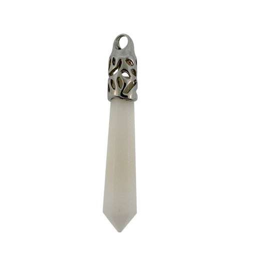 62mm Snow Quartz Inlay Cap Taper Point Pendants