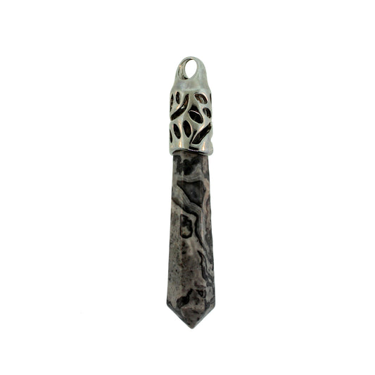 62mm Crazy Lace Jasper Inlay Cap Taper Point Pendants