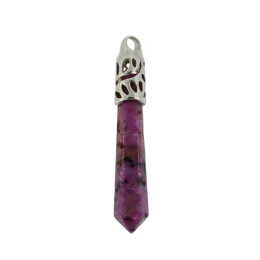 62mm Purple Quartz Glass Inlay Cap Taper Point Pendants