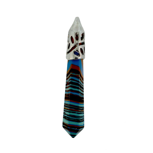 62mm Syn. Blue Calsilica Inlay Cap Taper Point Pendants