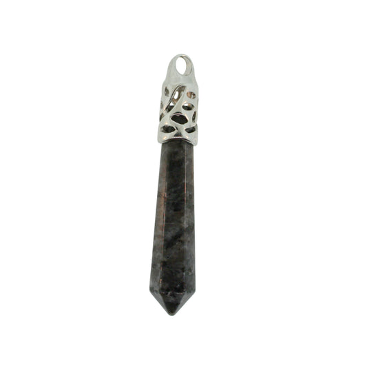 62mm Black Labradorite Inlay Cap Taper Point Pendants