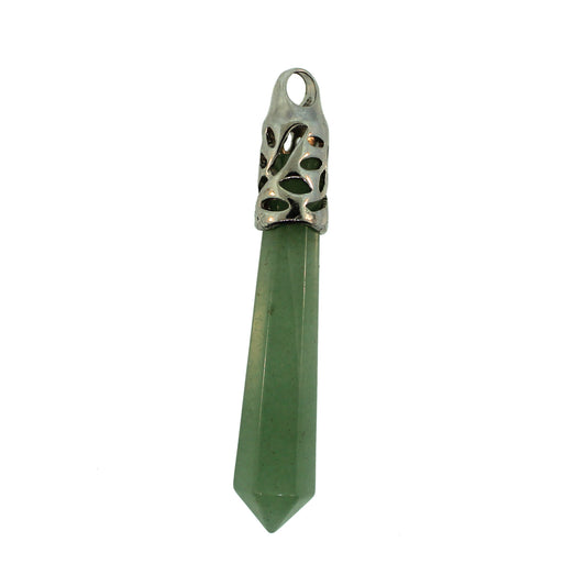 62mm Green Aventurine Inlay Cap Taper Point Pendants