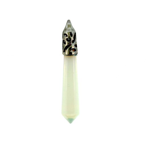 62mm Opalite Glass Inlay Cap Taper Point Pendants