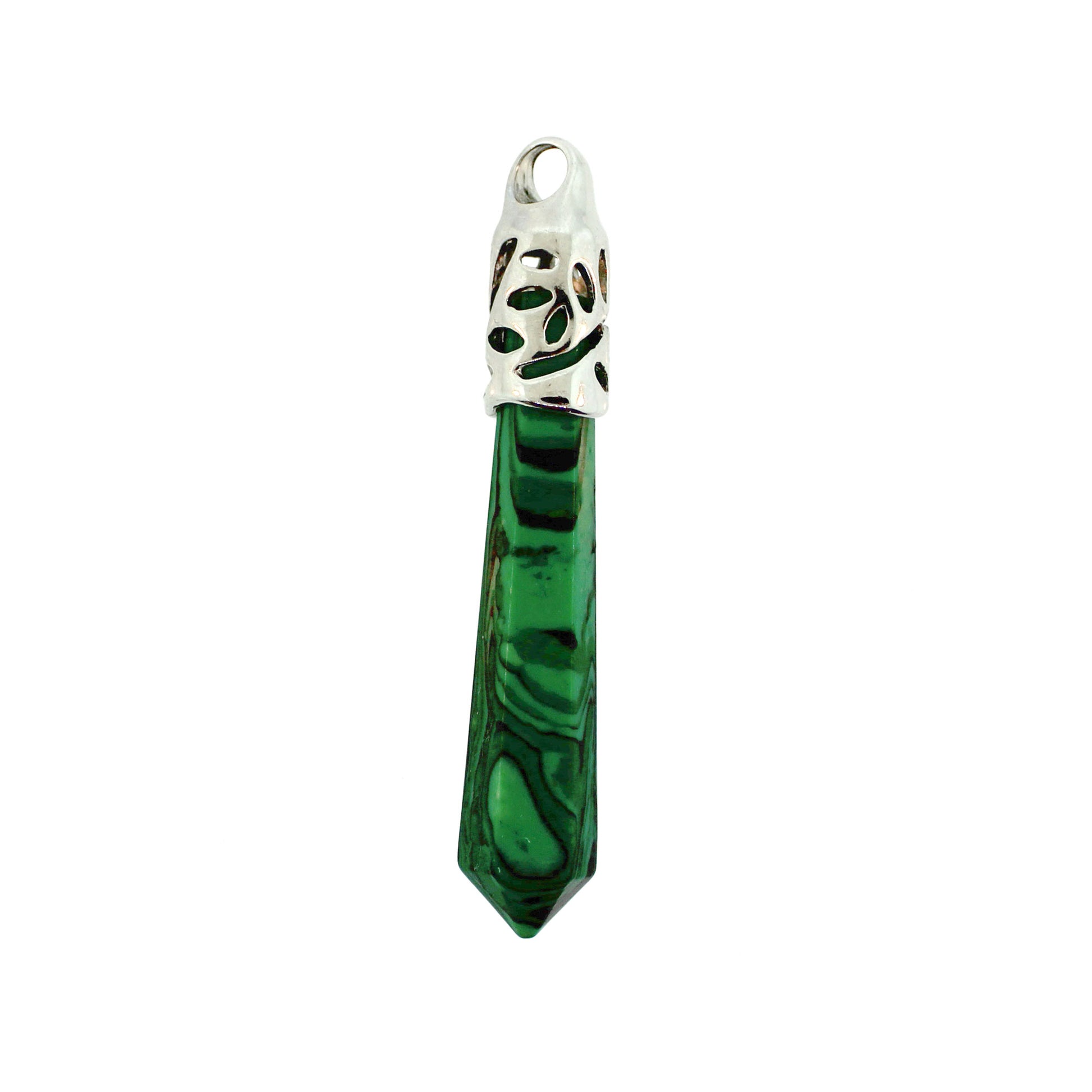 62mm Synthetic Malchite Inlay Cap Taper Point Pendants