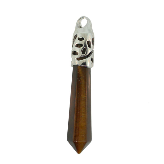 62mm Tiger Eye Inlay Cap Taper Point Pendants