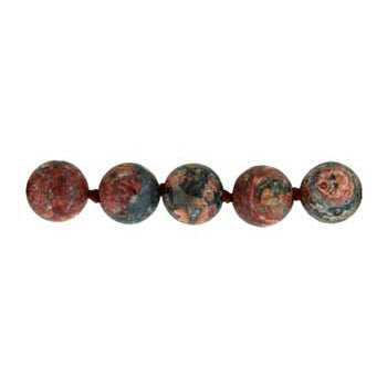 32 inch 8mm Lepoard Skin Jasper Knotted Round Necklace
