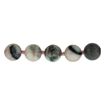 32 inch 8mm Pink Zebra Jasper Knotted Round Necklace