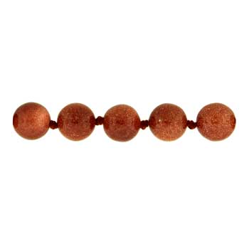 32 inch 8mm Brown Goldstone Man Made Knotted Round Necklace