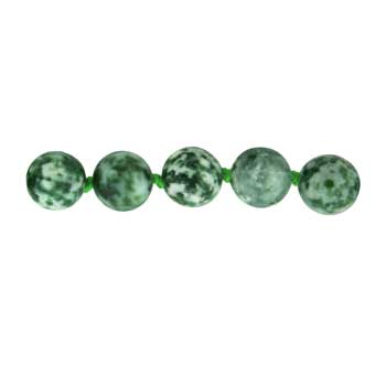 32 inch 8mm Green Spot Jasper Knotted Round Necklace