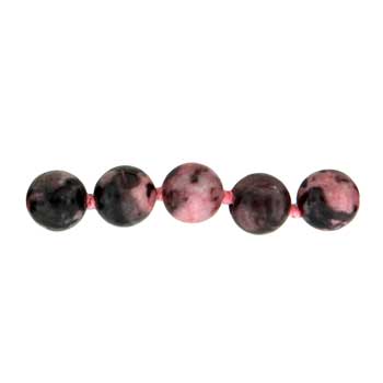 32 inch 8mm Dyed Pink Moss Jasper Knotted Round Necklace