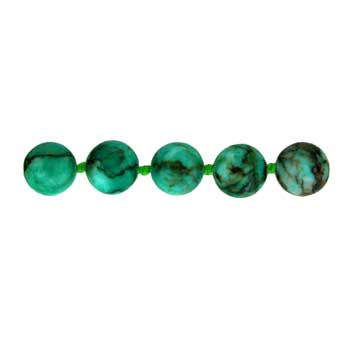 32 inch 8mm Dyed Green Turquiose Jasper Knotted Round Necklace