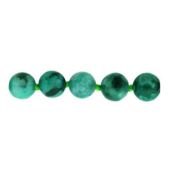 32 inch 8mm Dyed Green Flower Agate Knotted Round Necklace